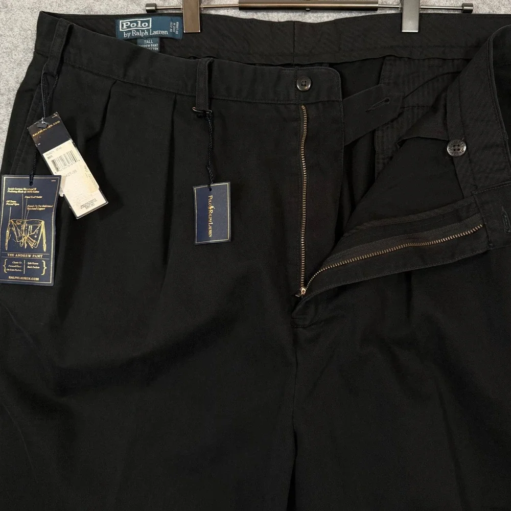 NWT Vintage Polo Ralph Lauren Andrew Pant Mens Two-Pleated Chino Trousers 42Tx35